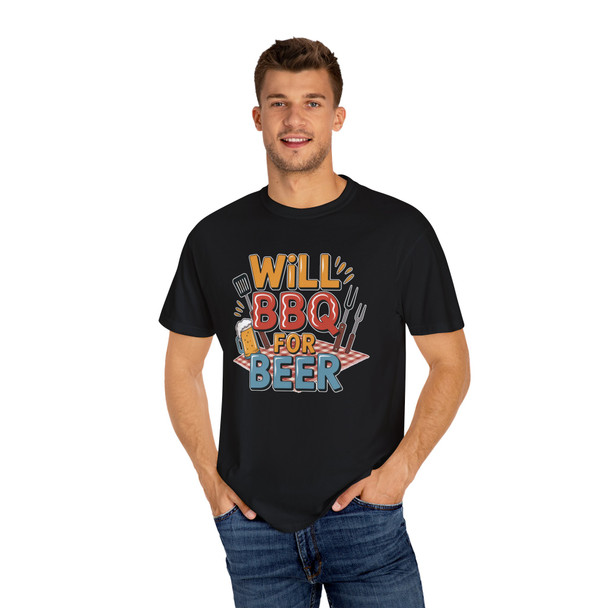 Unisex Garment-Dyed T-shirt - Comfort Colors 1717 - Will BBQ for Beer - Summer Barbecue - Funny