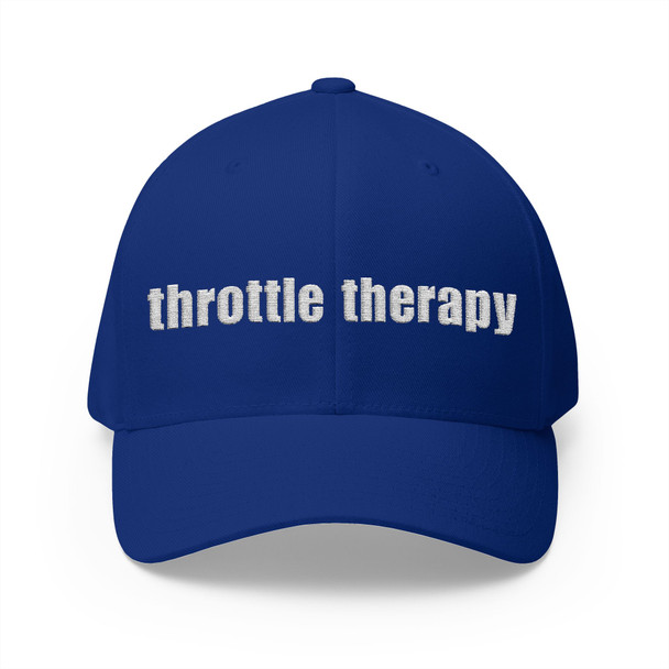 throttle therapy Embroidered Cap - Motorcycle Trucker Hat with Back Bike Icon