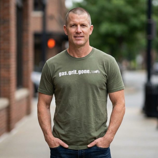 Gas. Grit. Gone. Motorcycle T-Shirt — Biker Vintage Ride Tee