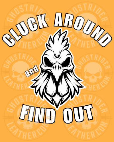 Motorcycle Sweatshirt - 'Cluck Around and Find Out' - Rooster Skull - Chest - Rider Crewneck