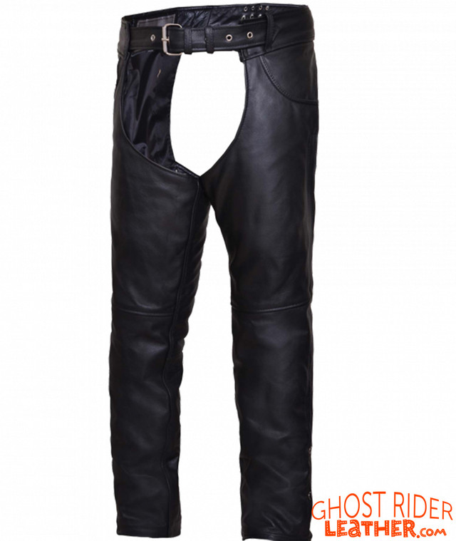 Mens Leather Assless Chaps Motorcycle Chaps Biker Chaps