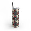 Tiled Skulls and Red Roses - Black Red White - Maars Maker Skinny Matte Tumbler, 20oz