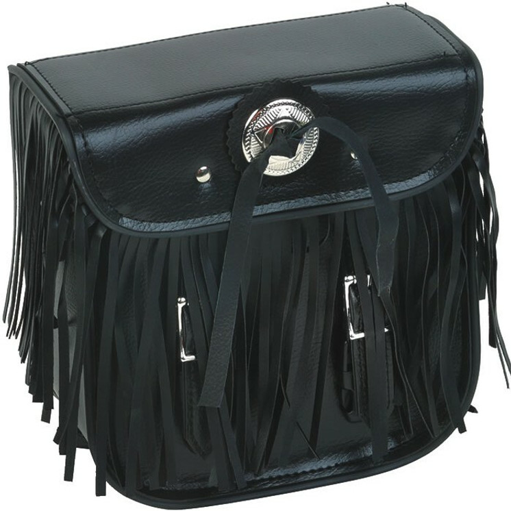 Motorcycle Sissy Bar Bag - Leather - Fringe - Motorcycle Storage - SB5004-LEATHER-DL