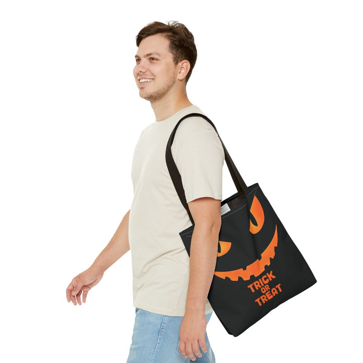 Scary Halloween Costume Jack-O-Lantern - Orange Glowing Eyes Mouth - Black Tote Bag