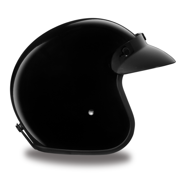 DOT Motorcycle Helmet - Dull or Gloss Black - Open Face - 3/4 - DC1-DH