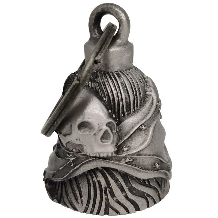 Motorcycle Ride Bell - 3D - Skull With Rebel Flag - Spirit Bell - Gremlin -  DBL17-L-DL