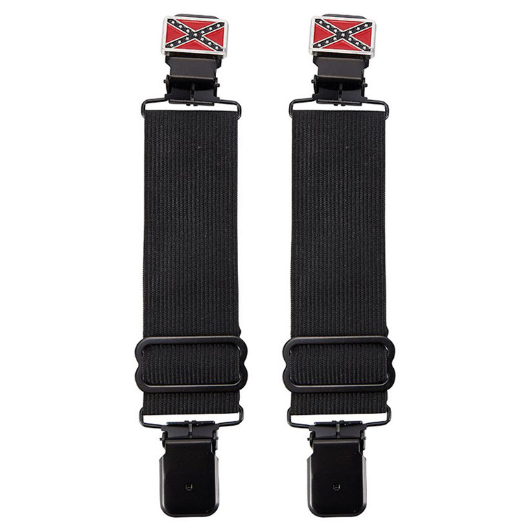 Pair of Biker Boot Clips - Rebel Flag - Confederate Flag - PK63-DL