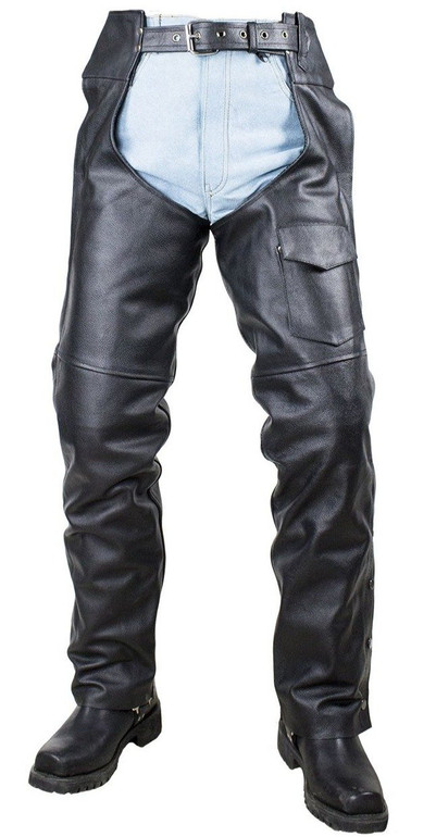 Plain Motorcycle Leather Chaps for Men or Women - SKU C4325-04-DL