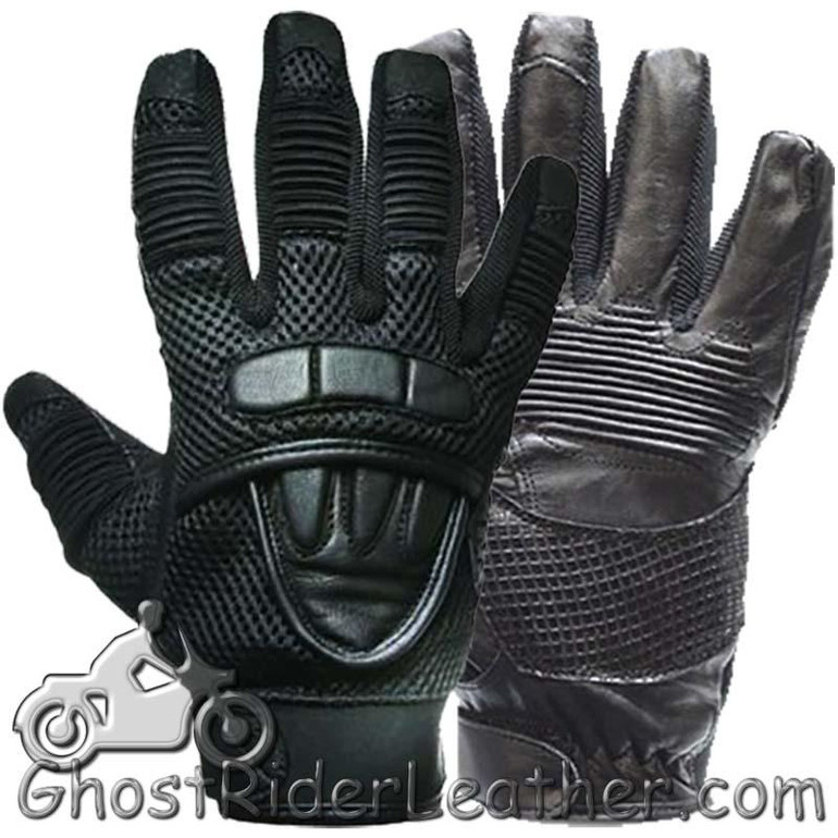 Leather Gloves - Men's - Motorcycle - Double Knuckle -GLZ41-DL