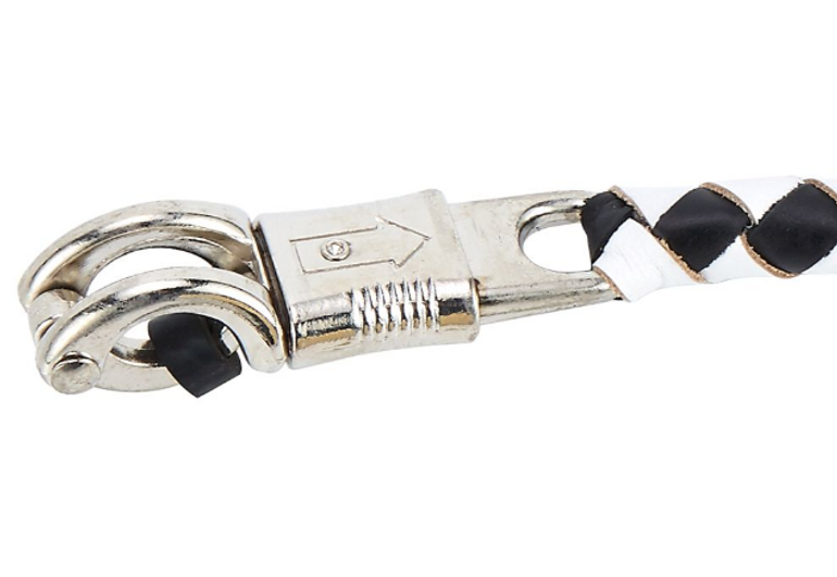 Get Back Whip - Black and White Leather - With White Cue Ball - 42 Inches - Motorcycle Accessories - SKU GBW7-BB-DL