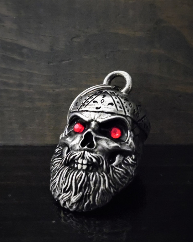 Old School Biker Skull Diamond - Pewter - Motorcycle Gremlin Bell - Made In USA - SKU BB97-DS