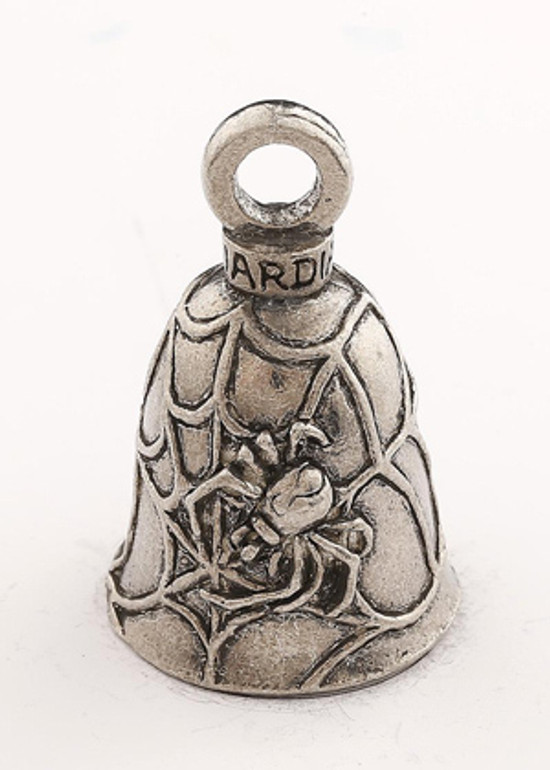Black Widow - Spider Web - Pewter - Motorcycle Guardian Bell - Made In USA - SKU GB-BLACK-WIDOW-DS