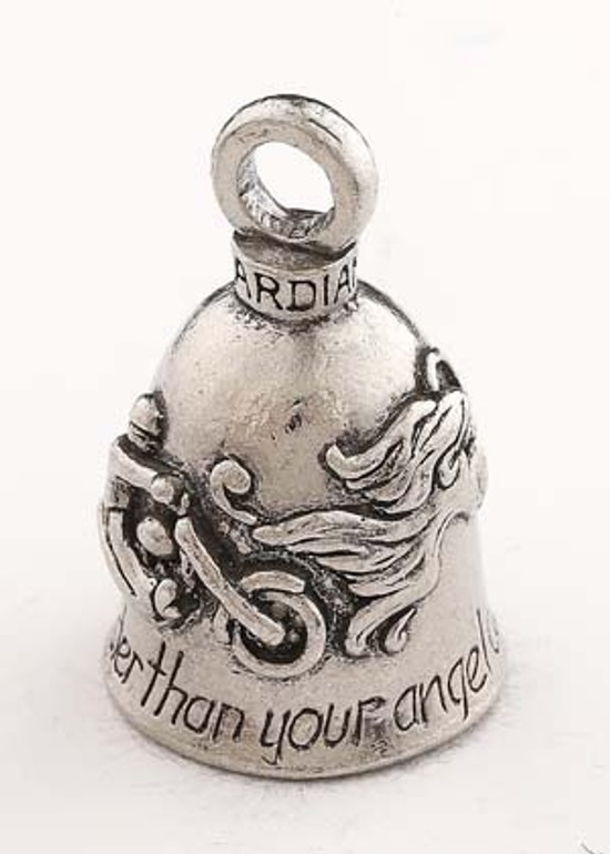 Motorcycle Guardian Bell® - Made In USA - Never Ride Faster Than Your Angel Can Fly - Pewter - GB-NEVER-RIDE-DS