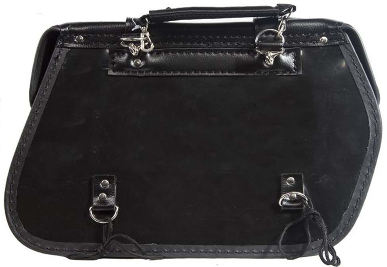 Black PVC Motorcycle Saddlebags With Hook - For Motorcycle Storage - SKU SD4079-HOOK-DL