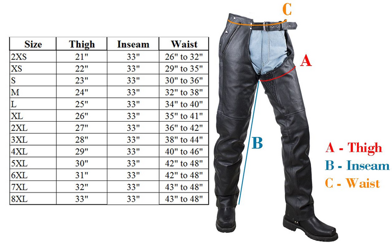 Leather Motorcycle Chaps - Men's - Up To 8XL - Naked Distressed Brown - C4334-12-DL. Big sizes including 4XL, 5XL, 6XL, 7XL, 8XL.