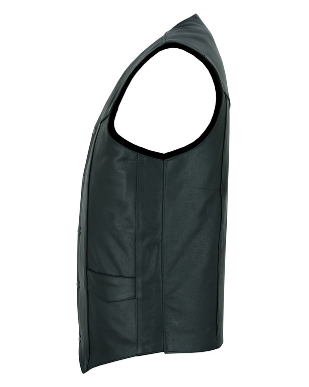 Leather Motorcycle Vest - Men's Tall - Outlaw - Up To Size 6XL - Big and Tall - RC162-TALL-RC