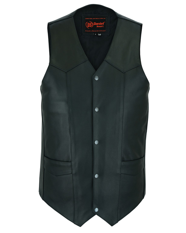 Leather Motorcycle Vest - Men's Tall - Outlaw - Up To Size 6XL - Big and Tall - RC162-TALL-RC