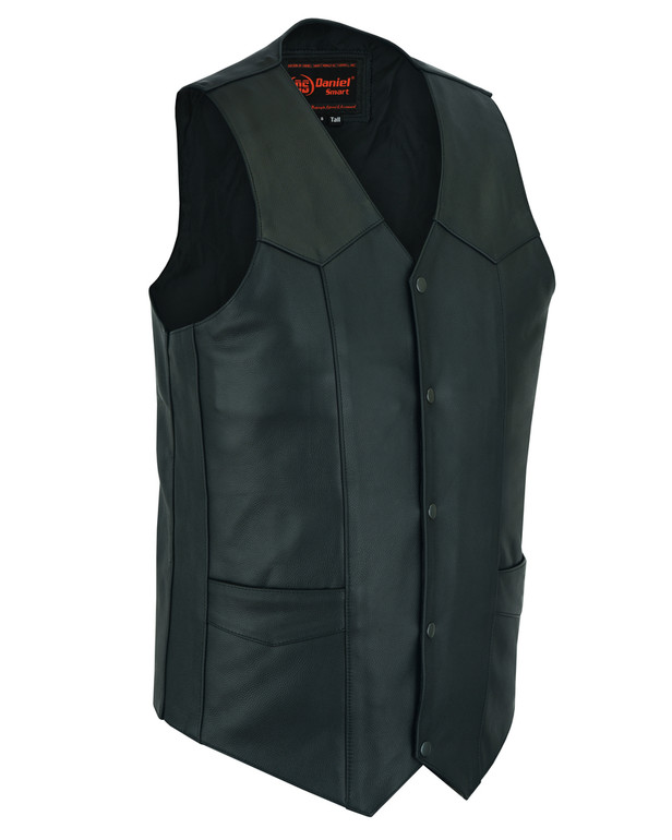 Leather Motorcycle Vest - Men's Tall - Outlaw - Up To Size 6XL - Big and Tall - RC162-TALL-RC