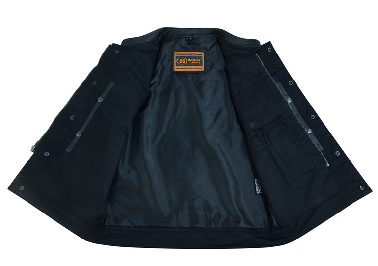 Leather Motorcycle Vest - Men's - Gun Pockets - Up To 12XL - RC189A-DS