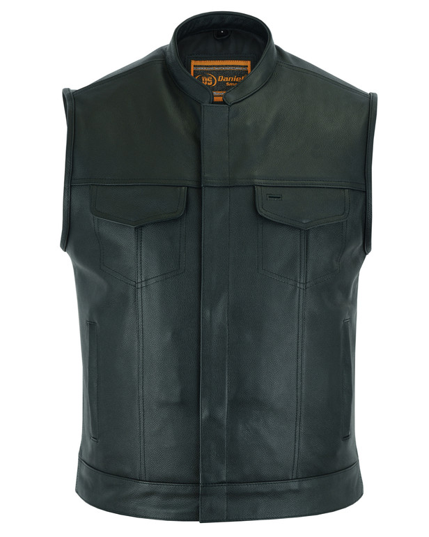Leather Motorcycle Vest - Men's - Gun Pockets - Up To 12XL - RC189A-DS