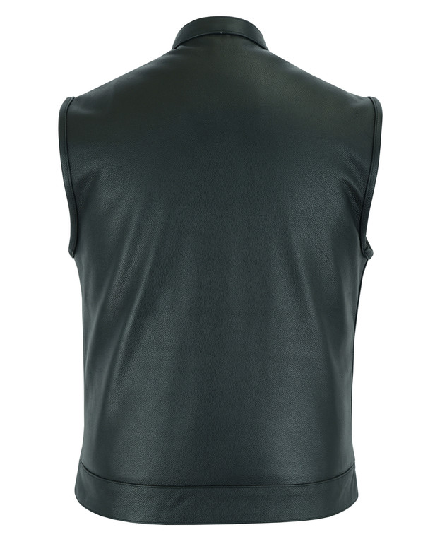 Leather Motorcycle Vest - Men's - Gun Pockets - Up To 12XL - RC189A-DS