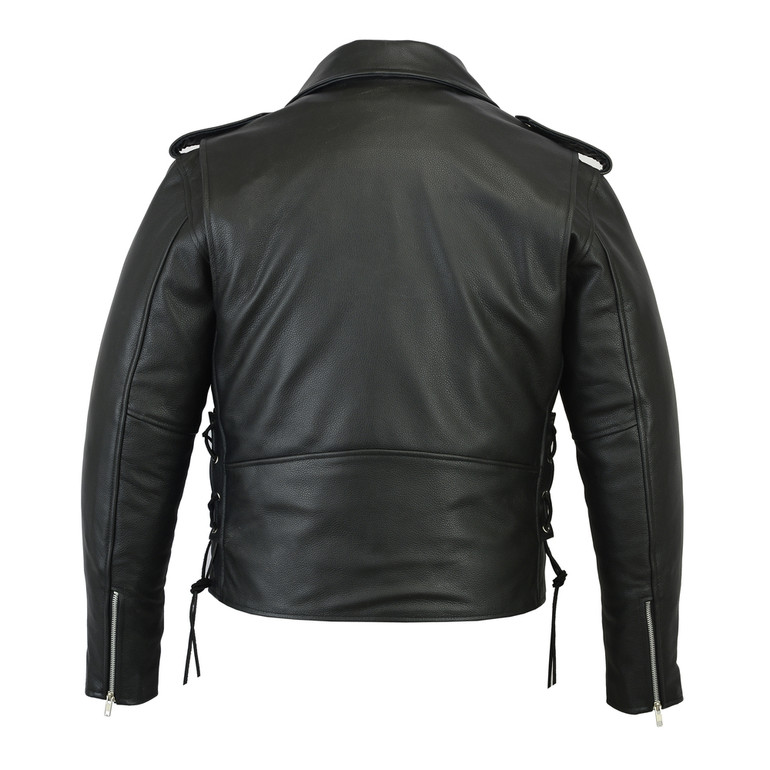 Leather Motorcycle Jacket - Men's - Police Style - Up To 12XL - DS731-DS