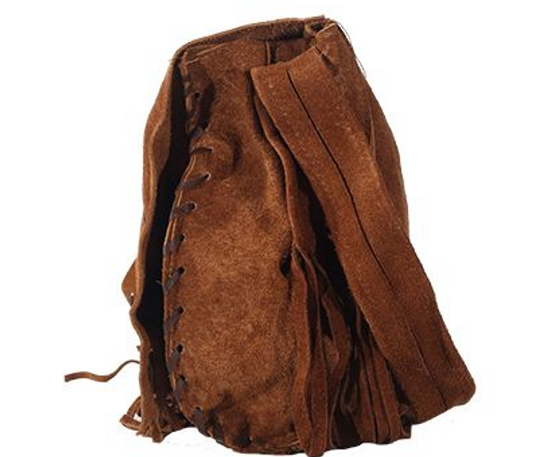 Brown Suede Leather Purse - Peace Sign - Fringe - Handbag - AC2050-DL