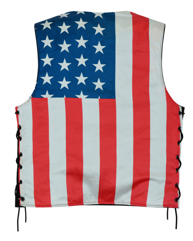 Leather Motorcycle Vest - Men's - Honor Ride Tribute - USA Flag Liner - Up To 8XL - RC156-RC