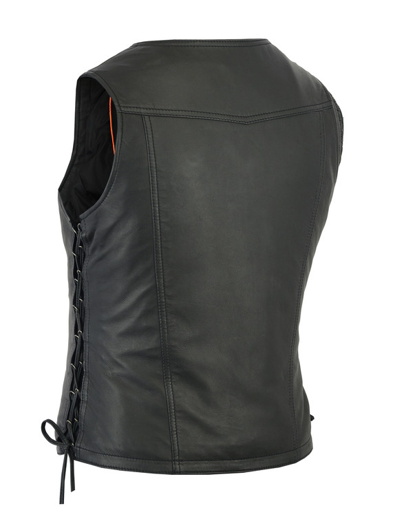 Leather Motorcycle Vest - Women's - Lightweight - Side Laces - DS280-DS