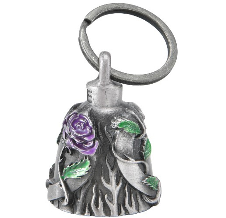 Motorcycle Ride Bell - 3D - Purple Rose - Entwined Heart -Spirit Bell - Gremlin - DBL30-L-DL