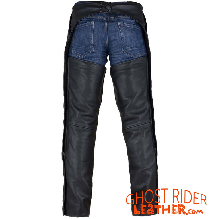 Leather Chaps - Men's or Women's - Stretch Thigh - Premium Leather - C4334-88-DL