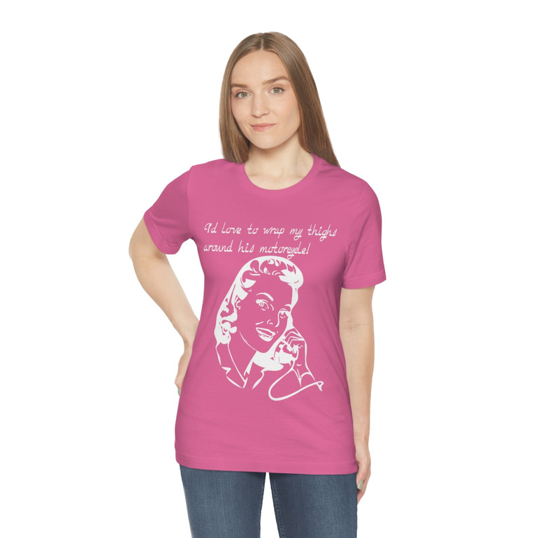 Retro - Wrap Thighs Around Motorcycle - Unisex Jersey Short Sleeve Tee - Dark Colors