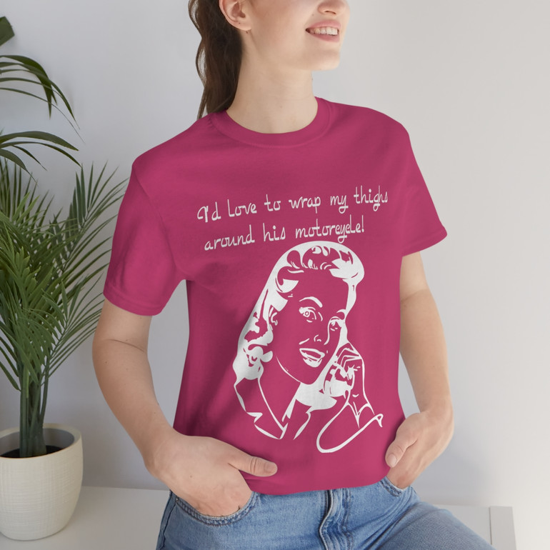 Retro - Wrap Thighs Around Motorcycle - Unisex Jersey Short Sleeve Tee - Dark Colors