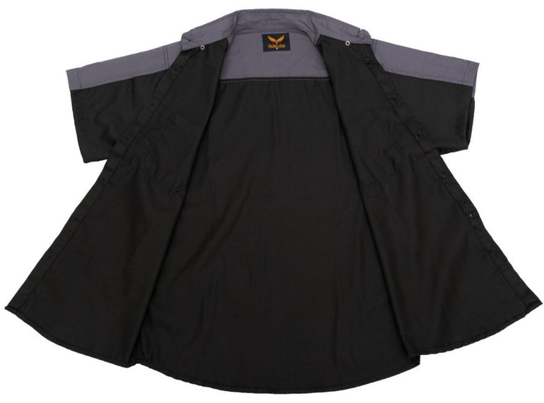 Motorcycle Mechanic Shirt - Men's - Black and Gray - Up To Size 4XL - MECS-BLK-GREY-DL