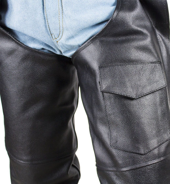 Leather Chaps - Men or Women - Plain - Motorcycle - Biker - C2325-04-DL