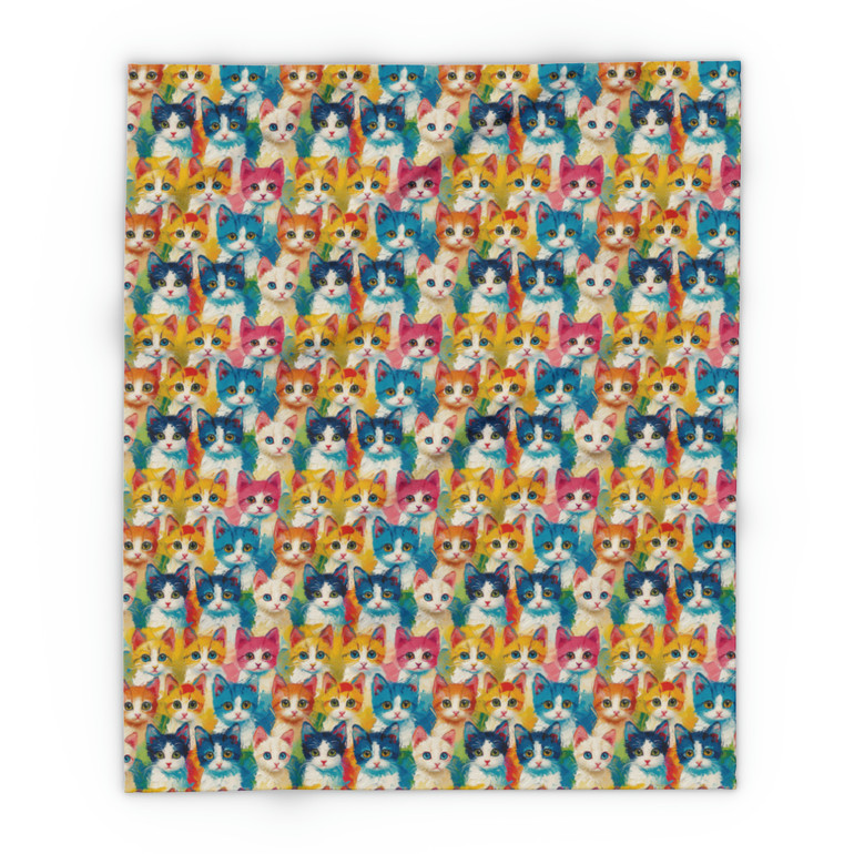 Oil Painting Kittens - Small Print - 3 Different Sizes - Multi Colors - Arctic Fleece Blanket