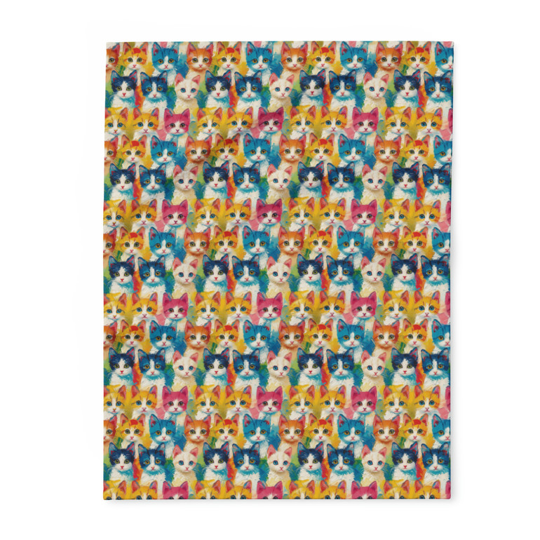 Oil Painting Kittens - Small Print - 3 Different Sizes - Multi Colors - Arctic Fleece Blanket