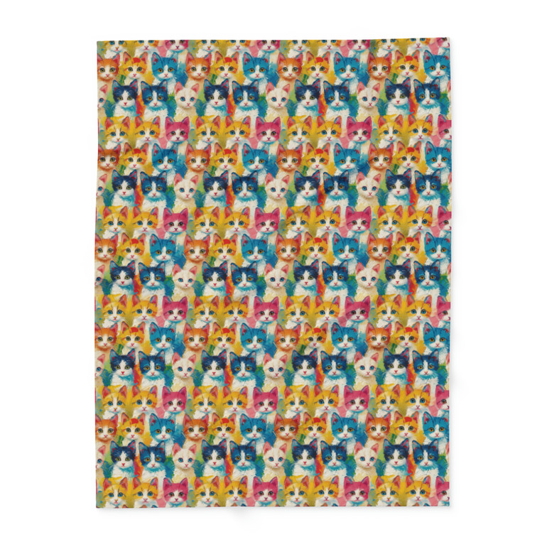 Oil Painting Kittens - Small Print - 3 Different Sizes - Multi Colors - Arctic Fleece Blanket