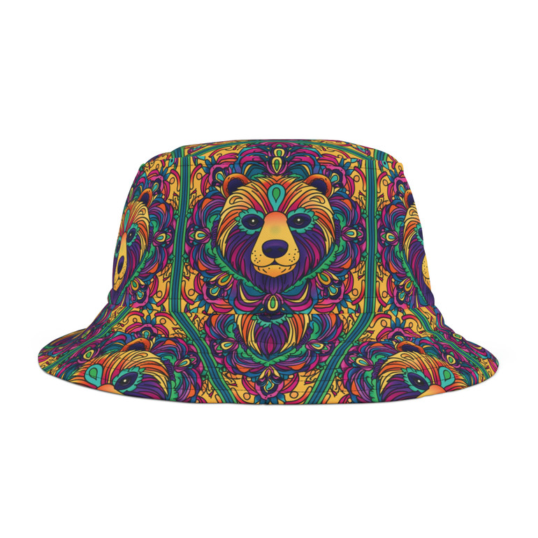 Psychedelic Bear Pattern - Multiple Colors - Biker Bucket Hat