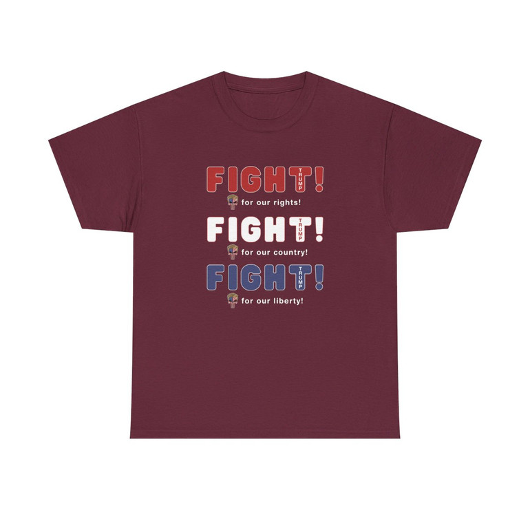 Trump 2024 - Fight Fight Fight - Rights - Skulls - USA Flag - Choice of Colors - Unisex Heavy Cotton Tee