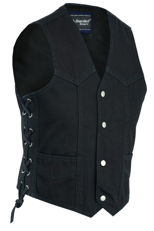 Denim Motorcycle Vest - Kid's - Up To 5XL - Black- DM9726-DS
