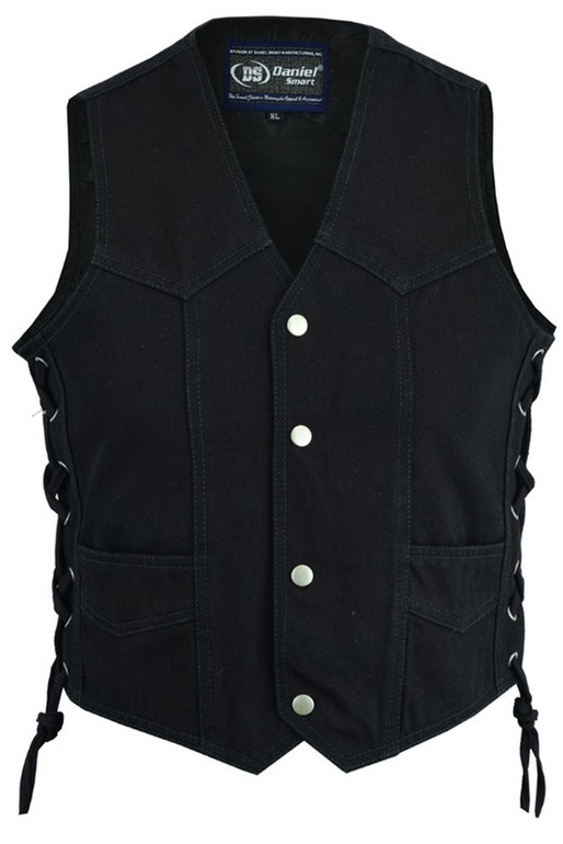 Denim Motorcycle Vest - Kid's - Up To 5XL - Black- DM9726-DS