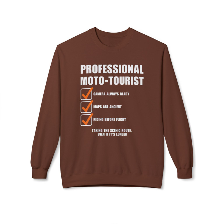 Professional Moto-Tourist - Checklist - Funny - Color Choices - Unisex Fleece Sweatshirt