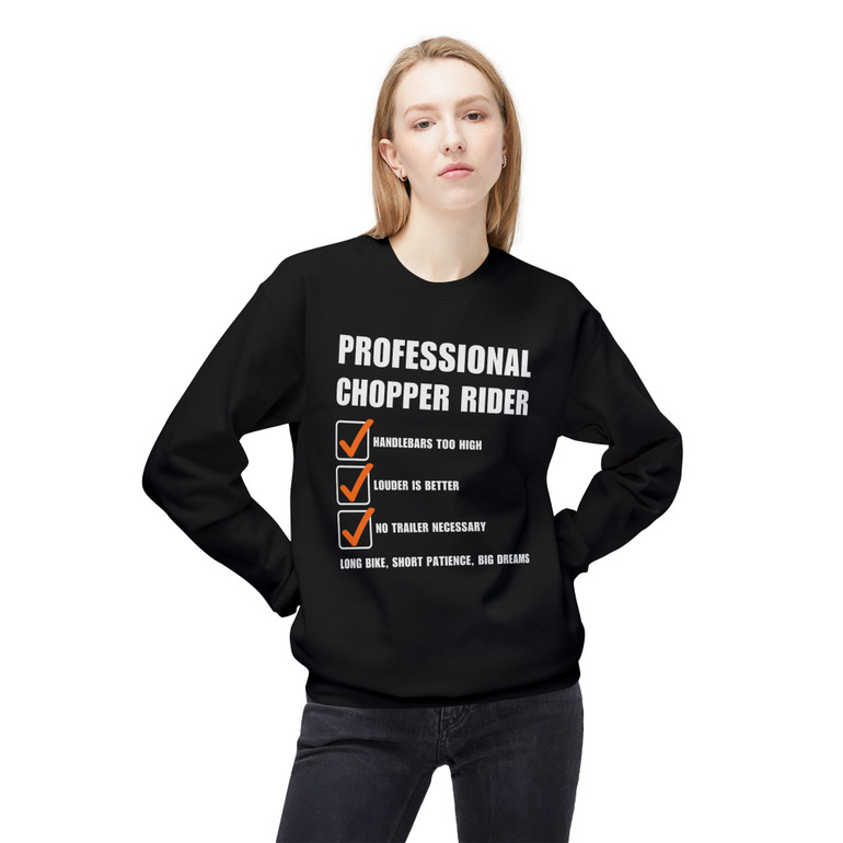 Professional Chopper Rider - Checklist - Funny - Color Choices - Unisex Fleece Sweatshirt