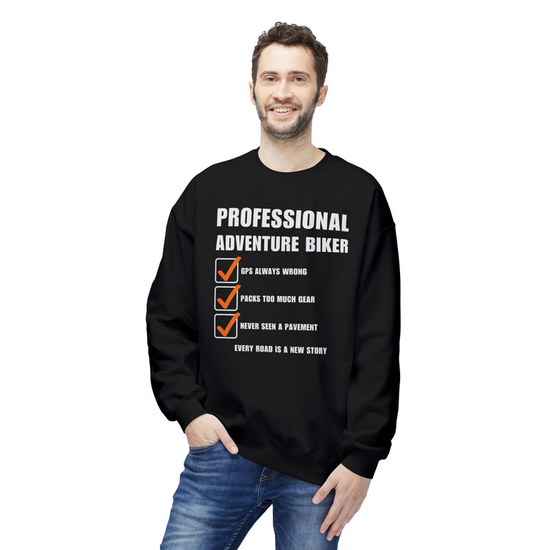 Professional Adventure Biker - Checklist - Funny - Color Choices - Unisex Fleece Sweatshirt