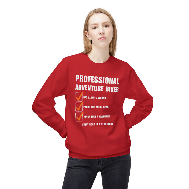 Professional Adventure Biker - Checklist - Funny - Color Choices - Unisex Fleece Sweatshirt