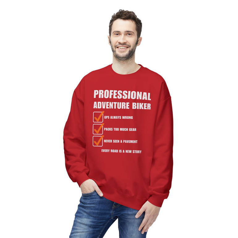 Professional Adventure Biker - Checklist - Funny - Color Choices - Unisex Fleece Sweatshirt
