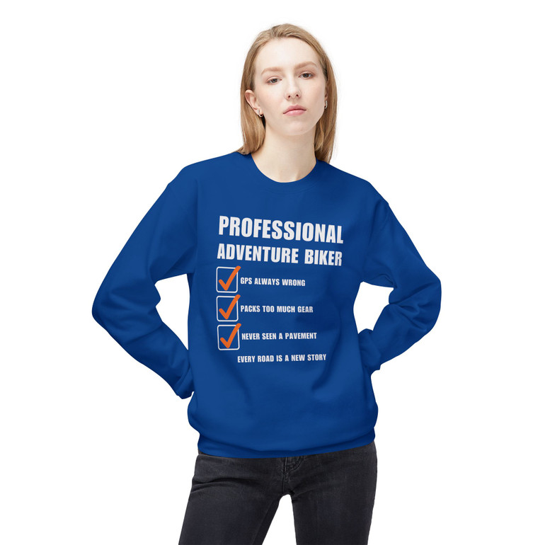 Professional Adventure Biker - Checklist - Funny - Color Choices - Unisex Fleece Sweatshirt