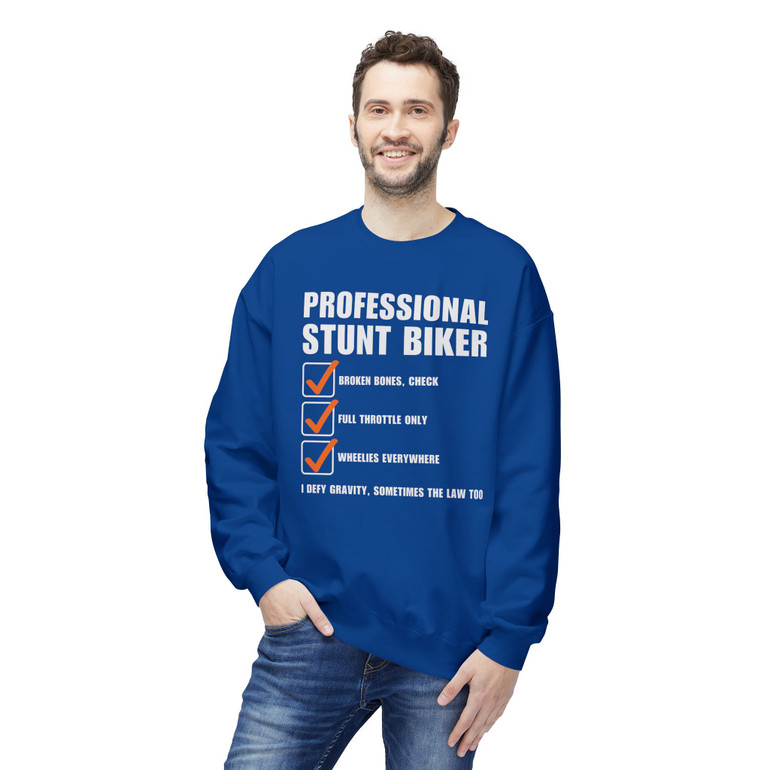 Professional Stunt Biker - Checklist - Funny - Color Choices - Unisex Fleece Sweatshirt