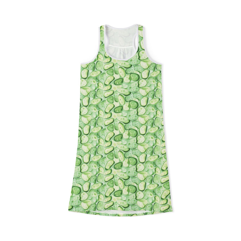 Cucumber Slices Pattern - Vegetable Lovers - Green - Women's Racerback Dress
